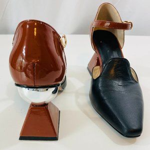 Vero Cuoio Black/brown hexagon heeled shoes